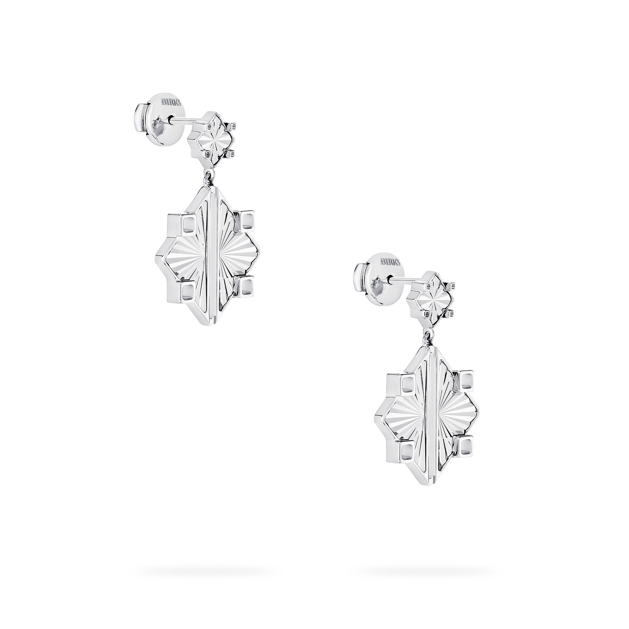 Birks Muse Guilloche Sterling Silver Drop Earrings